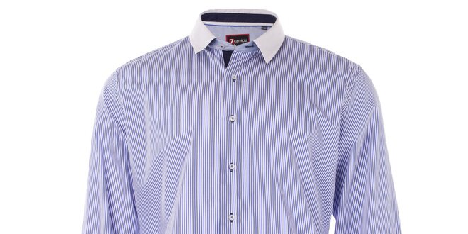 Pánska modrá prúžkovaná košeľa 7Camicie