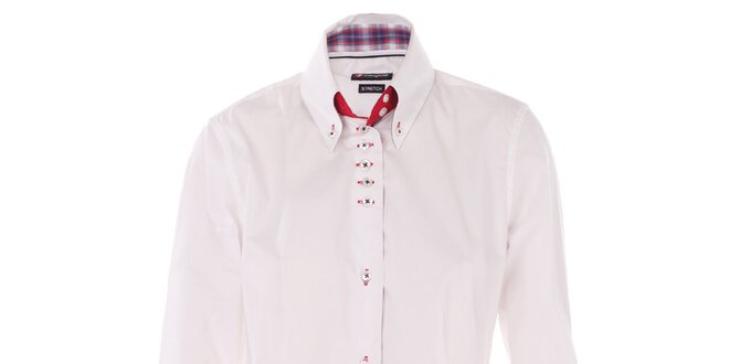 Dámska biela košeľa 7camicie s kockovanou légou