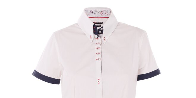 Dámska biela košeľa 7camicie s kytičkovanou légou