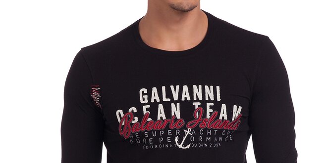 Pánske čierne tričko s dlhým rukávom Galvanni