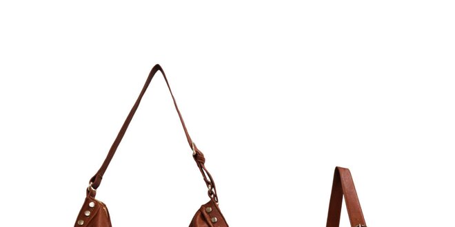 Dámska orieškovo hnedá kabelka London Fashion s kovovými cvokmi