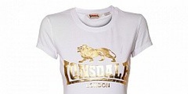 Dámske biele tričko Lonsdale so zlatou potlačou
