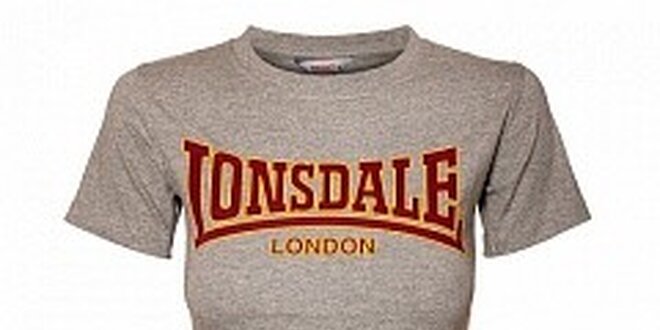 Dámske šedé melírované tričko Lonsdale so semišovou potlačou