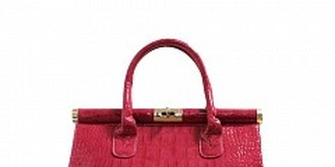 Dámska ružová lakovaná kabelka London Fashion s krokodílím vzorom
