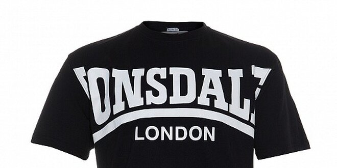 Pánske čierne tričko Lonsdale s krémovou potlačou