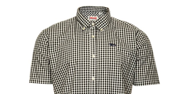 Pánska čierno-bielo kockovaná košeľa s krátkym rukávom Lonsdale