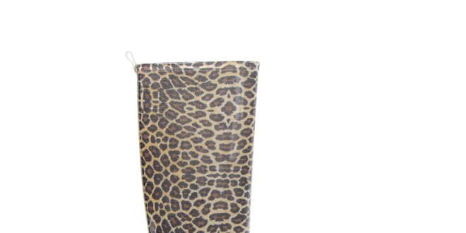 Dámske hnedé vysoké čižmy Favolla s leopardím vzorom