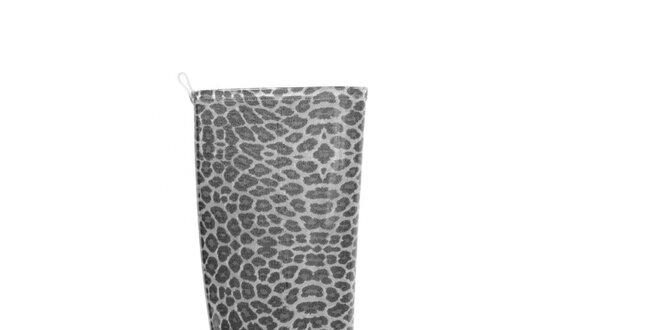 Dámske čierne vysoké čižmy Favolla s leopardím vzorom