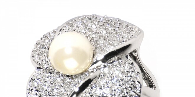 Dámsky strieborný prsteň Bague a Dames s perlovým motívom