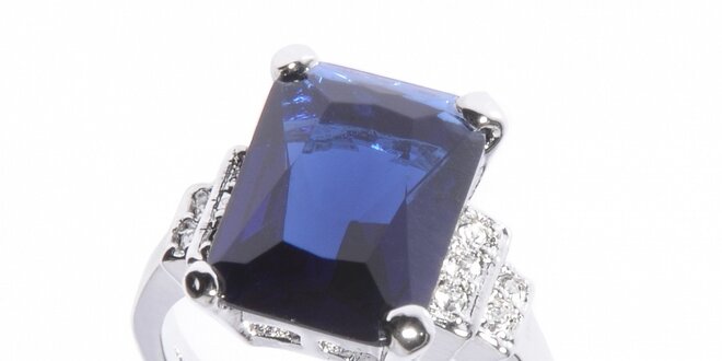 Dámsky strieborný prsteň Bague a Dames s modrým kryštálom