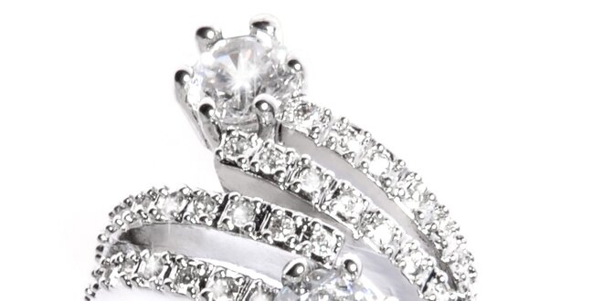 Dámsky strieborný prsteň Bague a Dames s bielymi kryštálmi