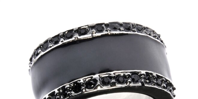 Dámsky čierny perlový prsteň Bague a Dames