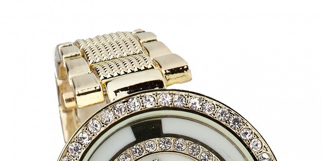 Dámske zlato-biele hodinky Bague a Dames s kamienkami