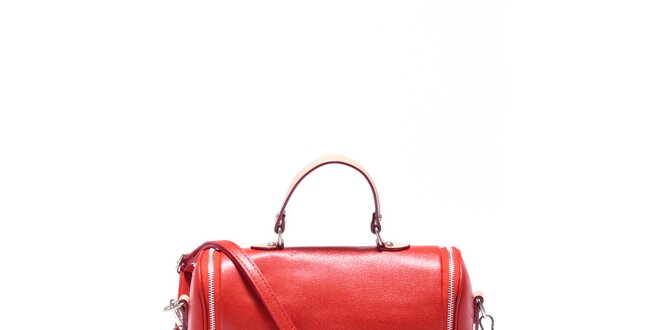Dámska červená kabelka Roberta Minelli s dvomi zipsami