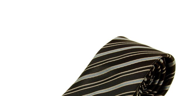 Pánska černo-šedá prúžkovaná kravata Aquascutum