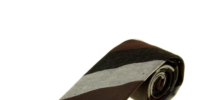 Pánska hnedo-šedá prúžkovaná kravata Gianfranco Ferré
