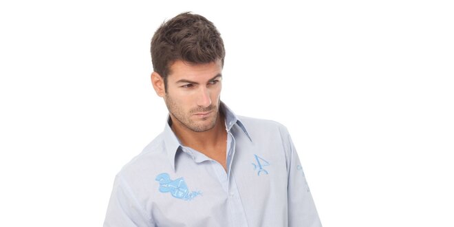 Pánska svetlo modrá kockovaná košeľa Valecuatro