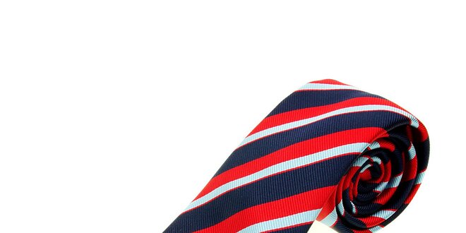 Pánska modro-červená prúžkovaná kravata Les Copains