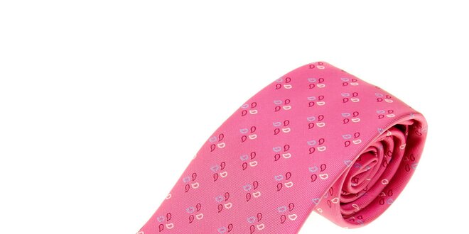 Pánska ružová kravata Les Copains s jemným vzorom