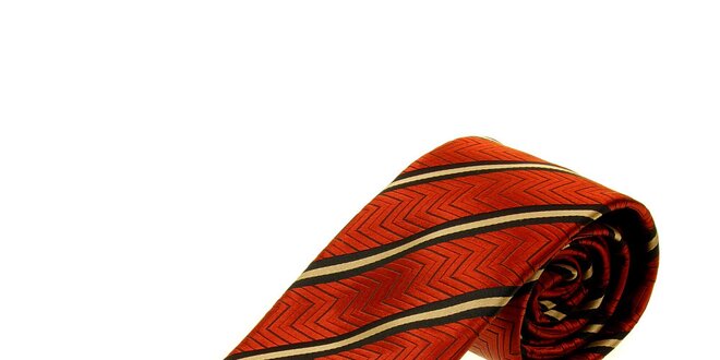 Pánska oranžovočervená kravata Gianfranco Ferré s prúžkami