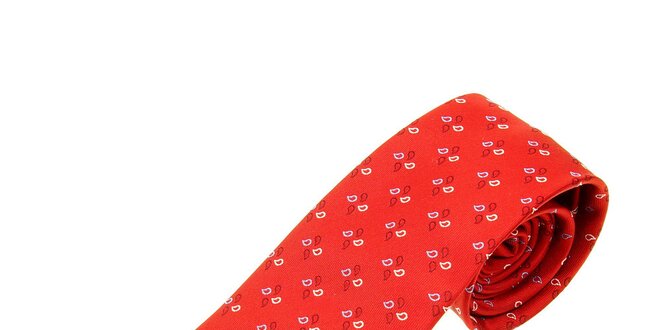 Pánska červená kravata Les Copains s jemným vzorom
