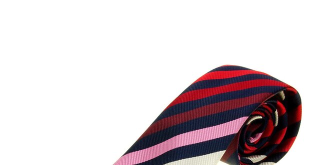 Pánska modro-červená prúžkovaná kravata Les Copains