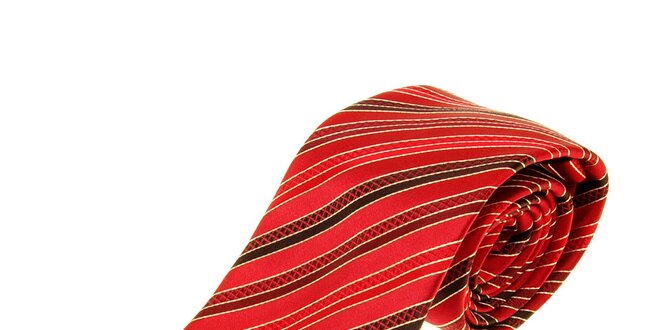 Pánska červená kravata Les Copains s prúžkami