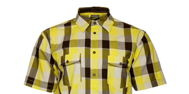 Pánska žlto-hnedá kockovaná košeľa Fundango