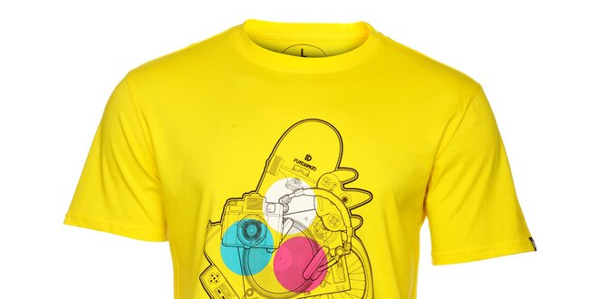Pánske žlté tričko s potlačou Fundango