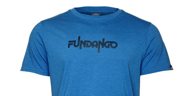 Pánske modré tričko s krátkym rukávom a čiernou potlačou Fundango