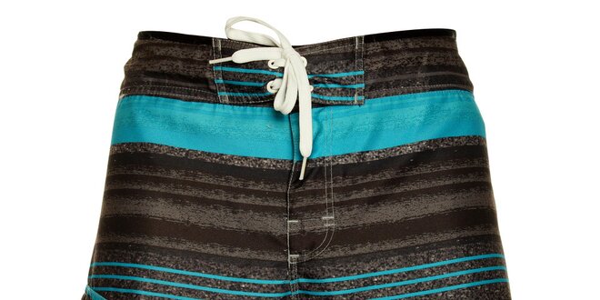 Pánske čierno-tyrkysové pruhované krátke nohavice Fundango