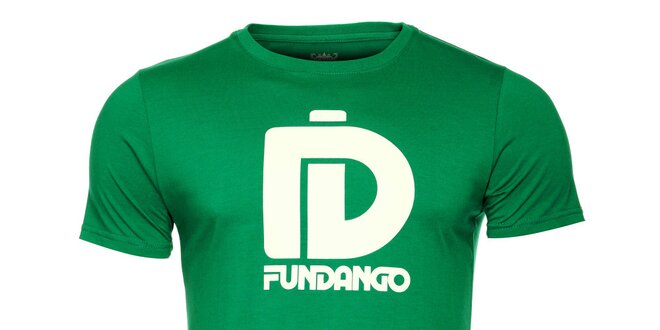 Pánske zelené tričko s krátkym rukávom a bielou potlačou Fundango