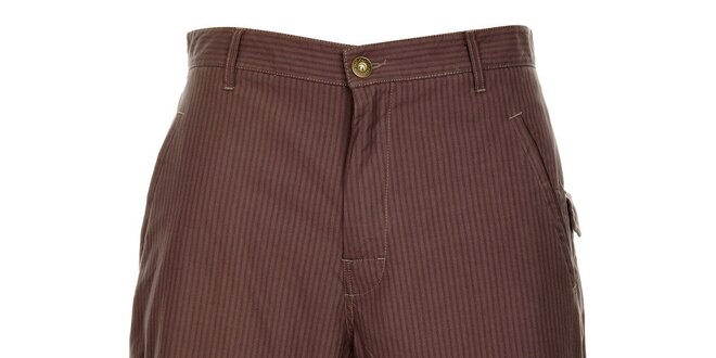 Pánske hnedé proužkované krátke nohavice Fundango