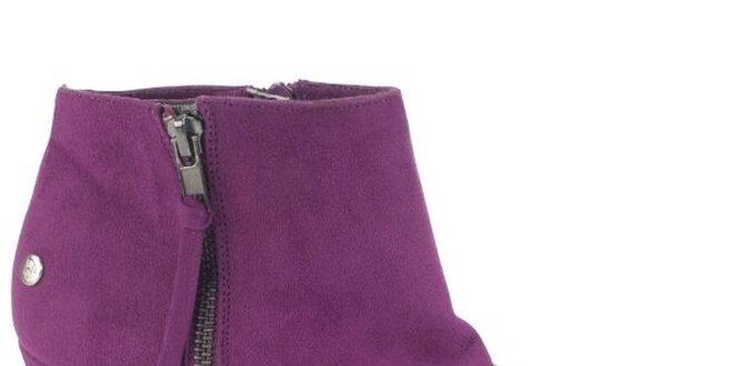Dámske fialové semišové kotníčkové topánky na platforme Blink