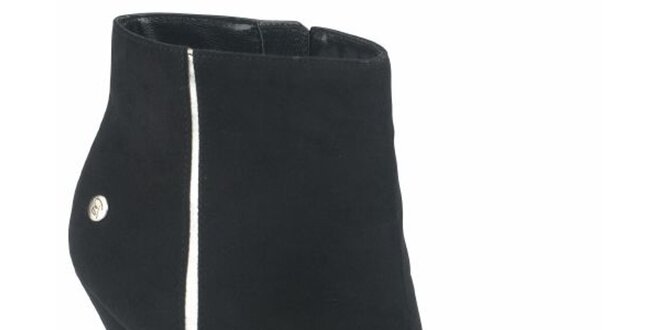 Dámske čierno-biele semišové členkové topánky na ihlovom opätku Blink