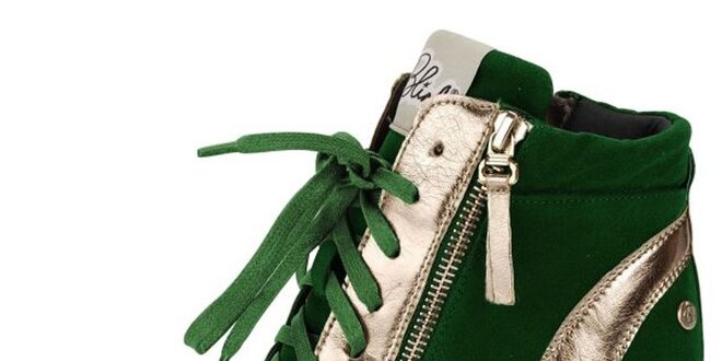Dámske zeleno-zlaté futuristické členkové topánky Blink