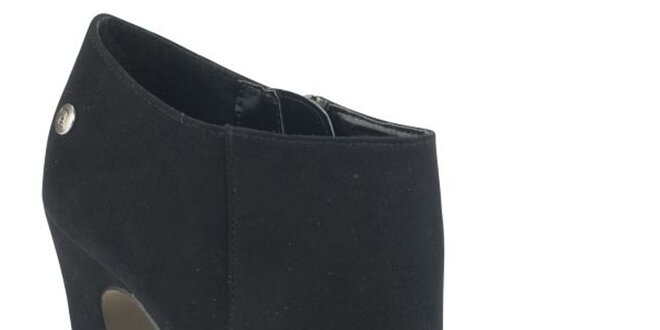 Dámske čierne semišové kotníkové topánky s atypickým podpätkom Blink