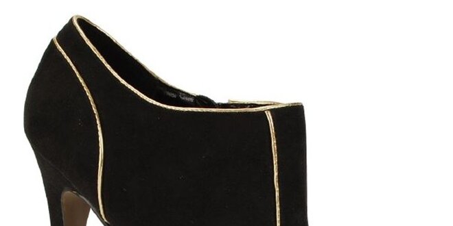 Dámske čierne semišové kotníkové topánky so zlatým lemom Blink