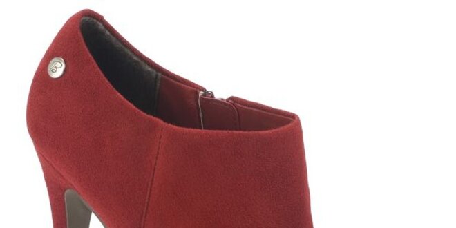 Dámske červené semišové kotníkové topánky na ihlovom podpätku Blink
