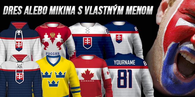 Hokejový dres alebo mikina s vlastným menom a číslom + minidres zadarmo – NOVINKA: Mikina s dizajnom dresu!
