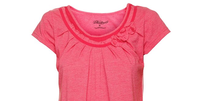 Dámske ružové tričko s riasením Fundango