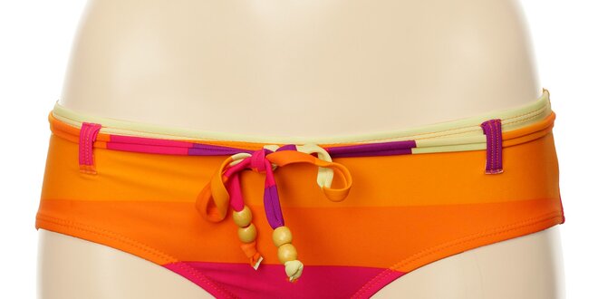 Dámske oranžovo-fialové prúžkované plavkové nohavičky Fundango