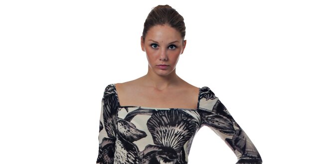 Dámske čiernobiele mini šaty Miss Sixty s kvetinovým vzorom
