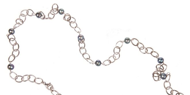 Dámsky strieborný náhrdelník Arla s modrými perlami