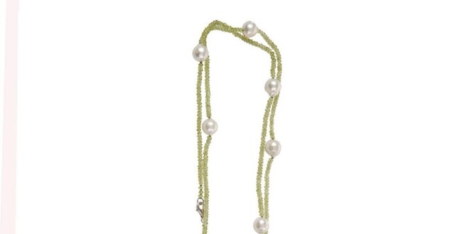 Dámsky peridotový náhrdelník Arla s bielymi perlami