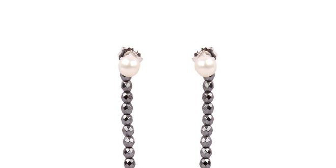 Dámske perlové náušnice Arla s hematitovými kamienkami