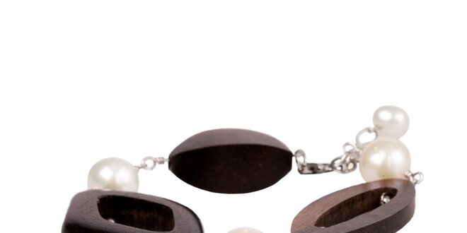 Dámsky perlový náramok Arla s drevenými korálkami