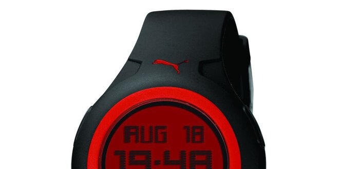 Pánske čierno-červené digitálne hodinky Puma