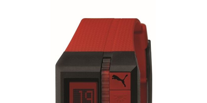 Pánske červeno-hnedé digitálne hodinky Puma