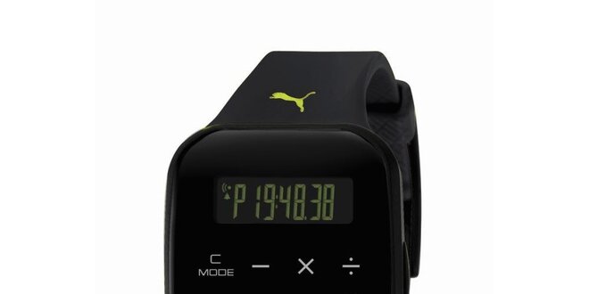 Čierne digitálne hodinky s klávesnicou Puma